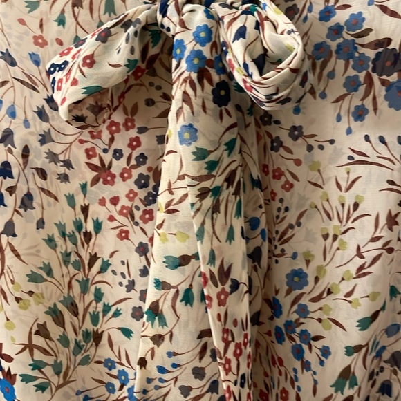 Charlotte Russe sleeveless sheer floral watercolor print bow front blouse size L - Picture 3 of 7